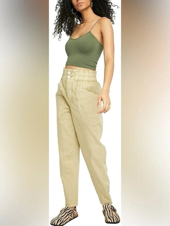 Free People Pants - Free People Women’s Ready to Run Cinch-Waist Pants OB1235398 Parchment Size XS